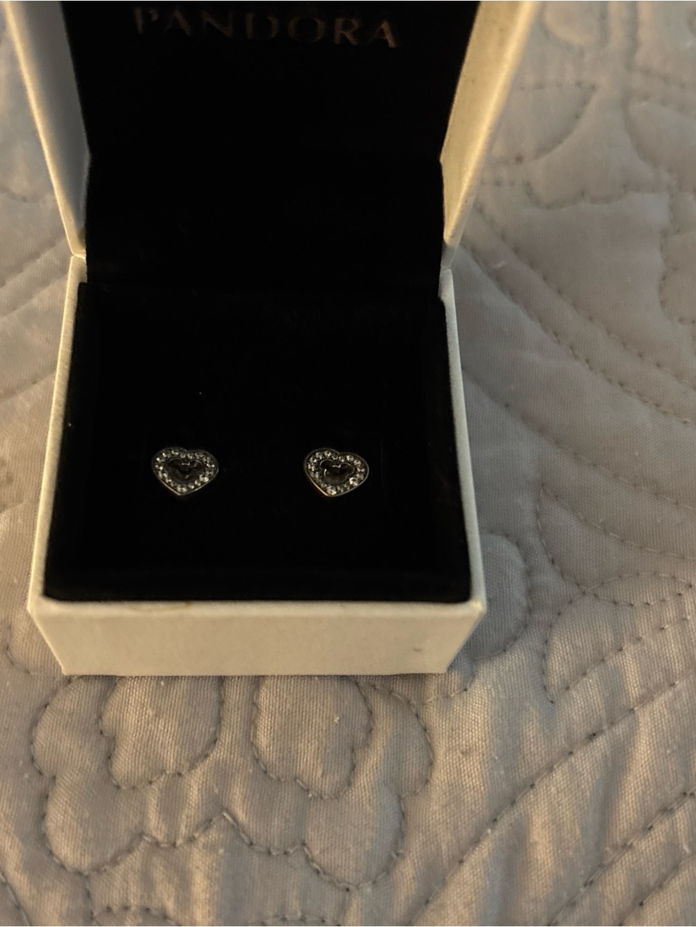 Retired Disney x Pandora Mickey Silhouette Heart Stud Earrings (Style #290579C